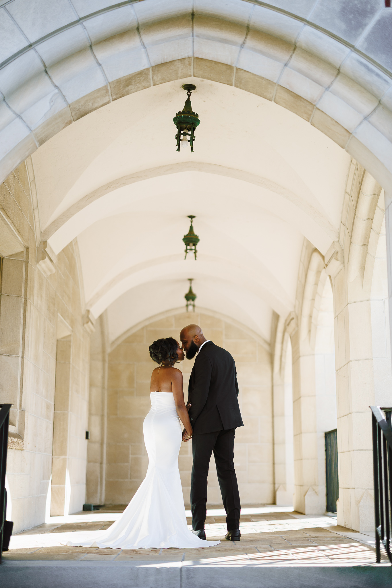 Couple during engagement session at Agnes Scott College in Decatur, Atlanta, photographed by B. Smitty Photos