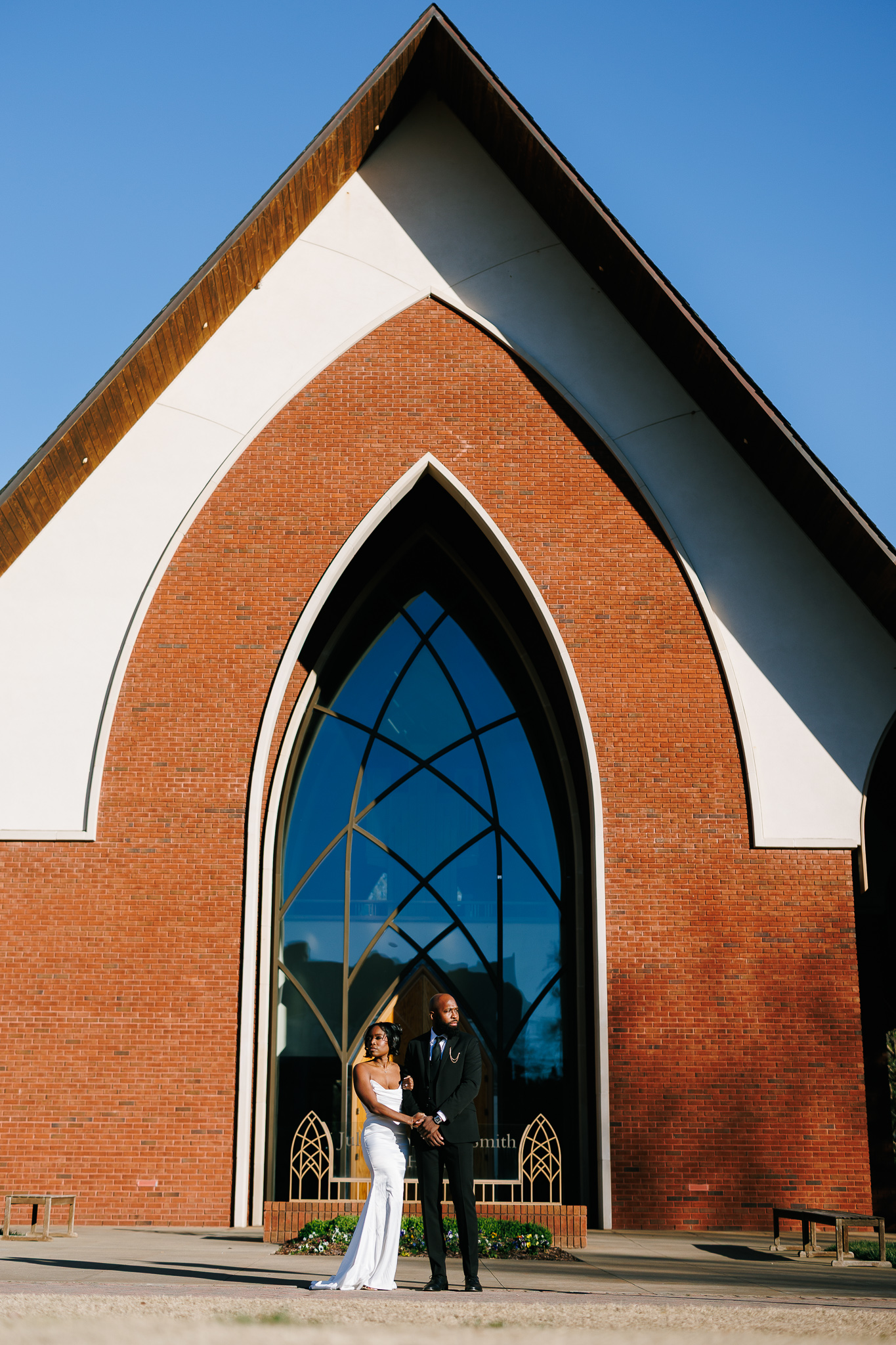 Couple during engagement session at Agnes Scott College in Decatur, Atlanta, photographed by B. Smitty Photos