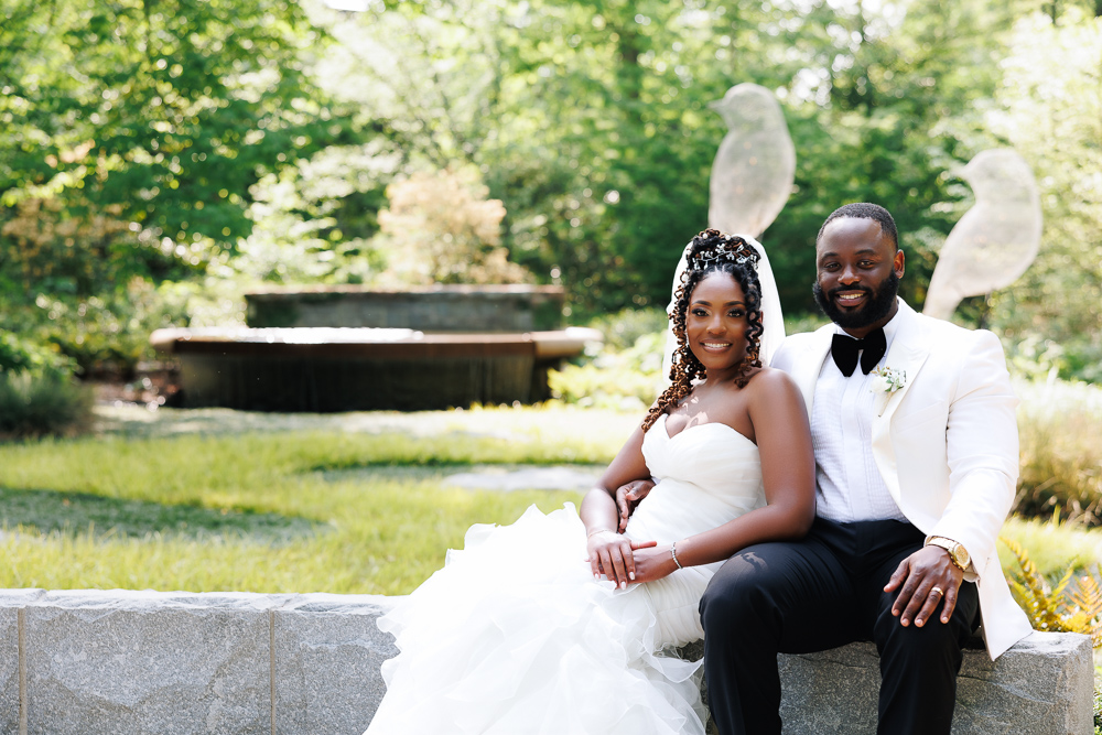 Couple during wedding at the Atlanta Botanical Garden, photographed by B. Smitty Photos